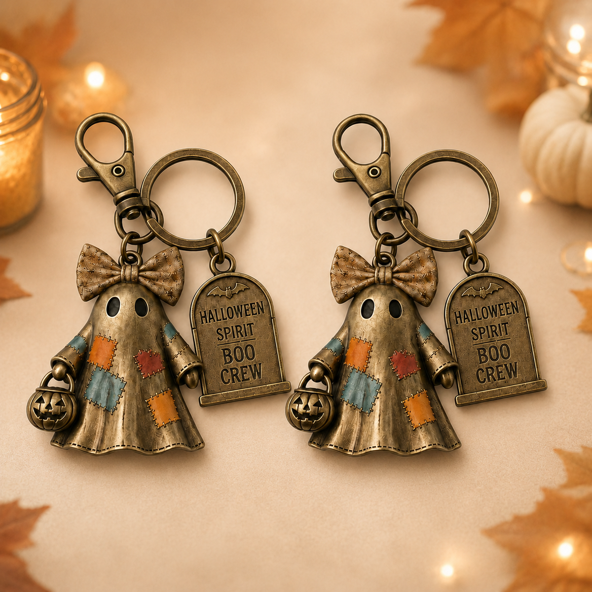 Halloween Ghost Squad Keychain - Cute Spooky Ghost Charm For Keys, Bags & Backpacks