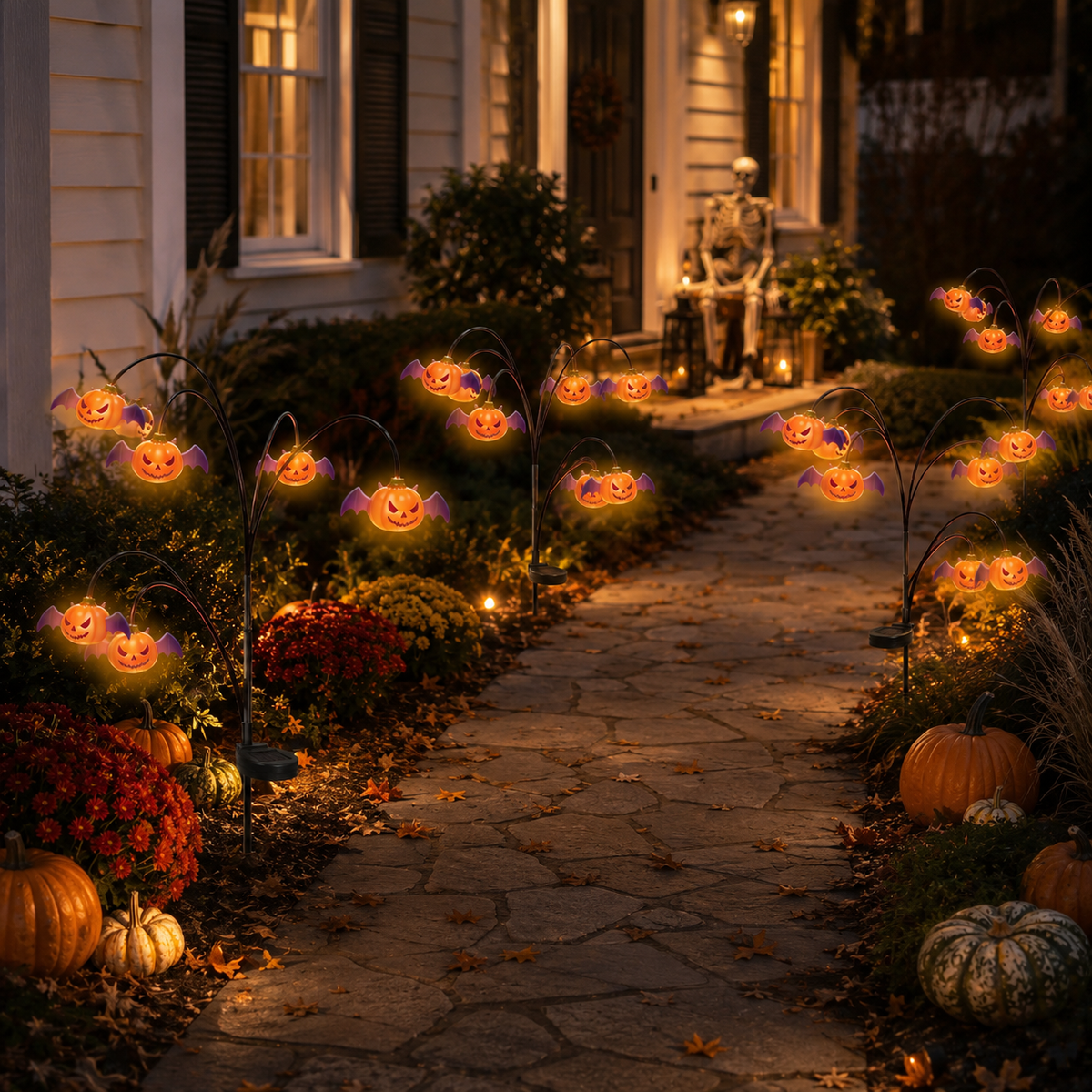 Halloween Solar-Powered Waving Pumpkin Stake Light – Solar Outdoor Garden Decorative Light