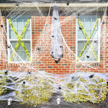Stretchable Halloween Spider Web Set—Indoor and Outdoor Spider Web Decorations