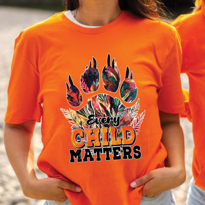 Every Child Matters Feathered Paw Print Orange Native American Unisex T-shirt/Hoodie/Sweatshirt