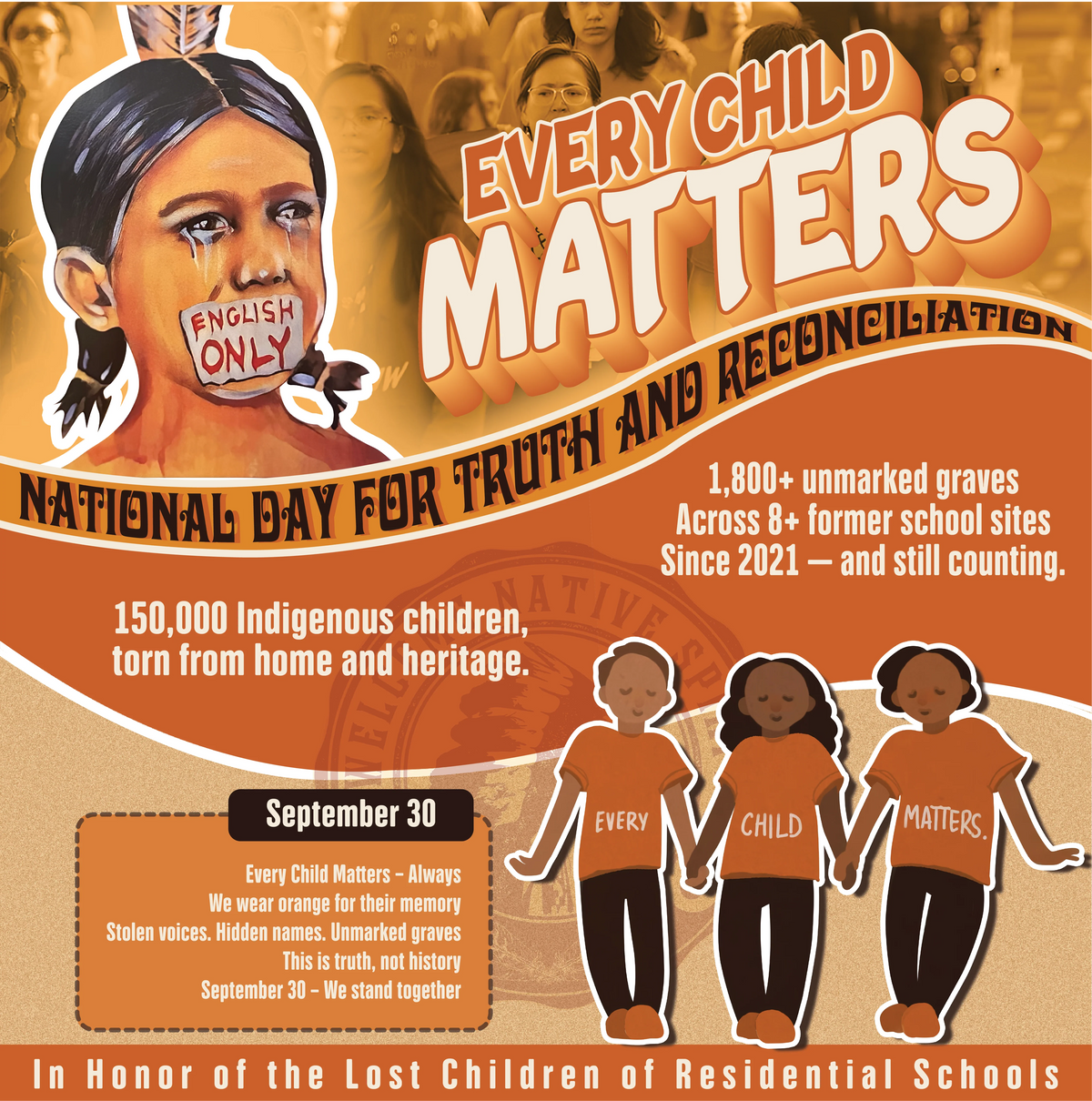 Every Child Matters Hummingbird Orange Native American Unisex T-shirt/Hoodie/Sweatshirt