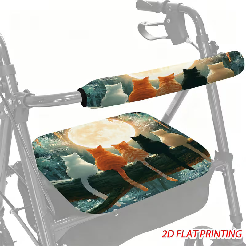 Reusable Walker Seat and Handle Cover Set – Adjustable 2D Decorative Walker Accessories