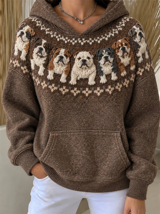 Women's Vintage Yoke Isle Print Loose Fit Hoodie