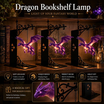 Fantasy Dragon Bookshelf Lamp - The Perfect Gift For Dragon Lovers