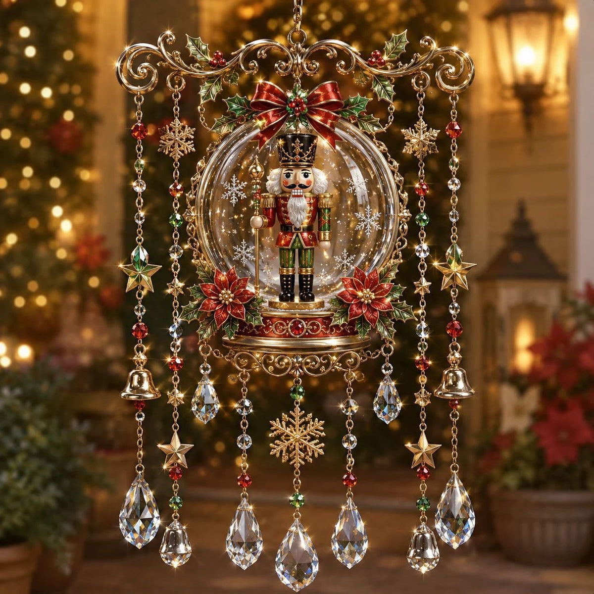 Christmas Nativity Star Crystal Wind Chime – Stained Glass-Inspired Holiday Hanging Decor