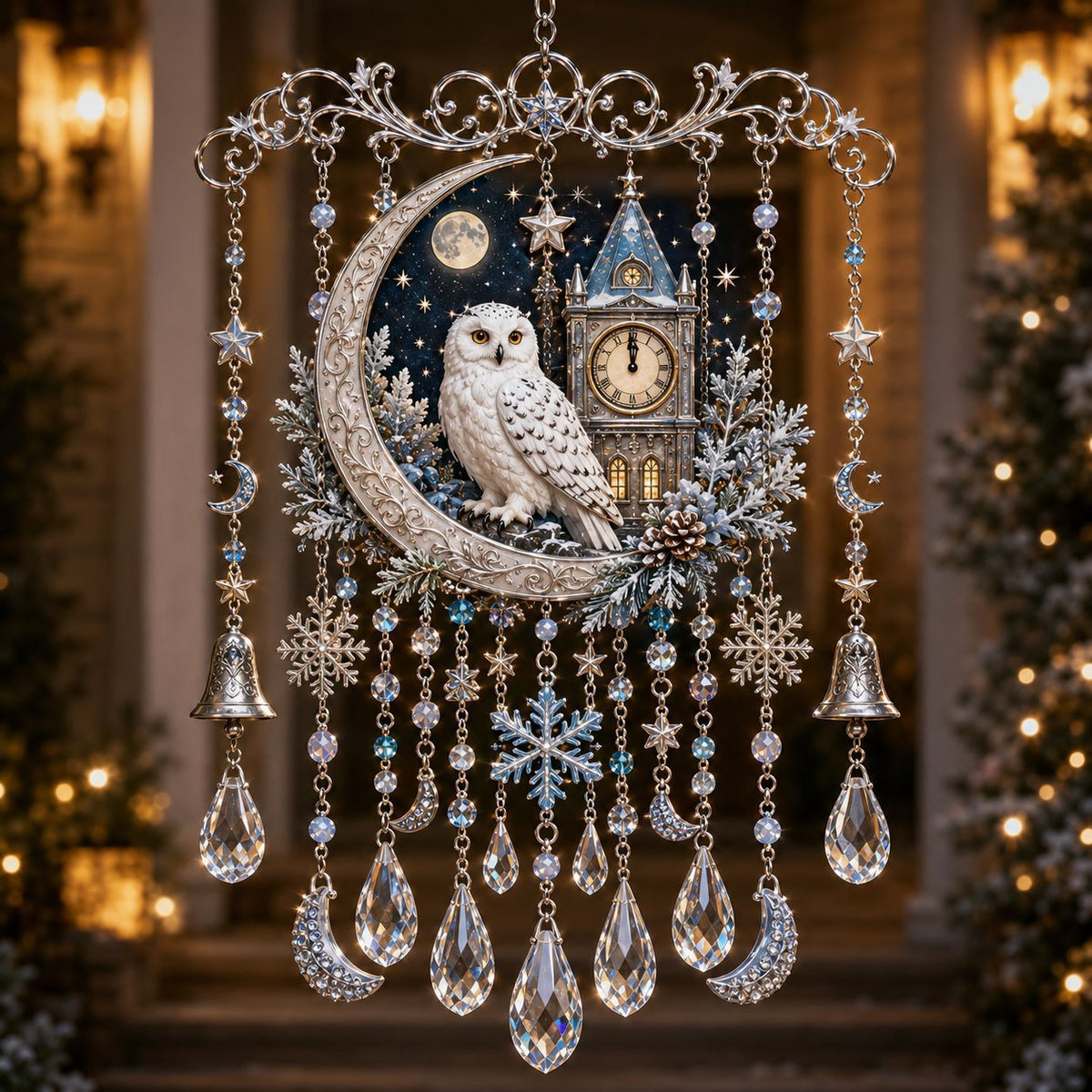 Christmas Nativity Star Crystal Wind Chime – Stained Glass-Inspired Holiday Hanging Decor