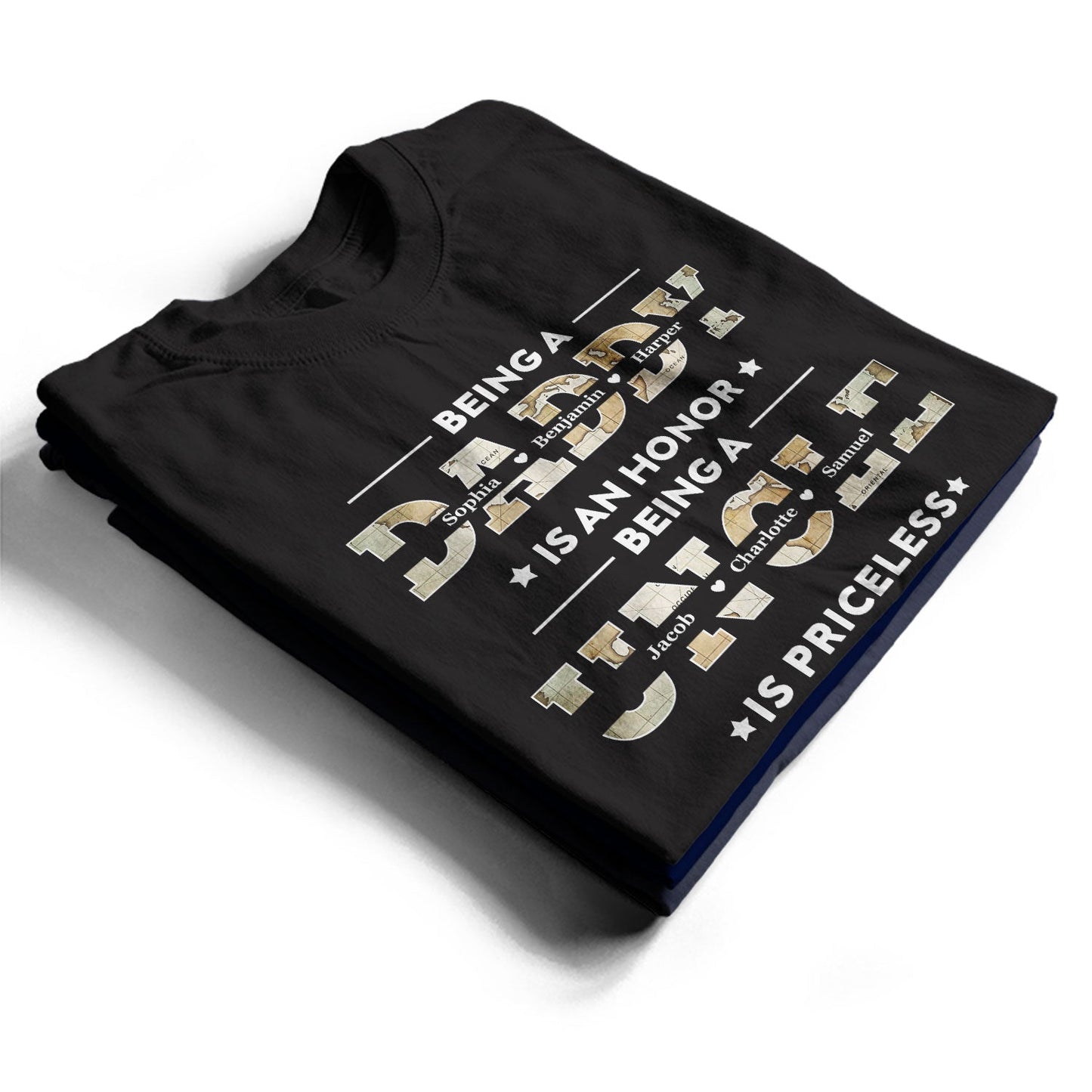Être papa est un honneur Être papa n'a pas de prix - Cadeau pour les pères, les grands-pères - T-shirt personnalisé