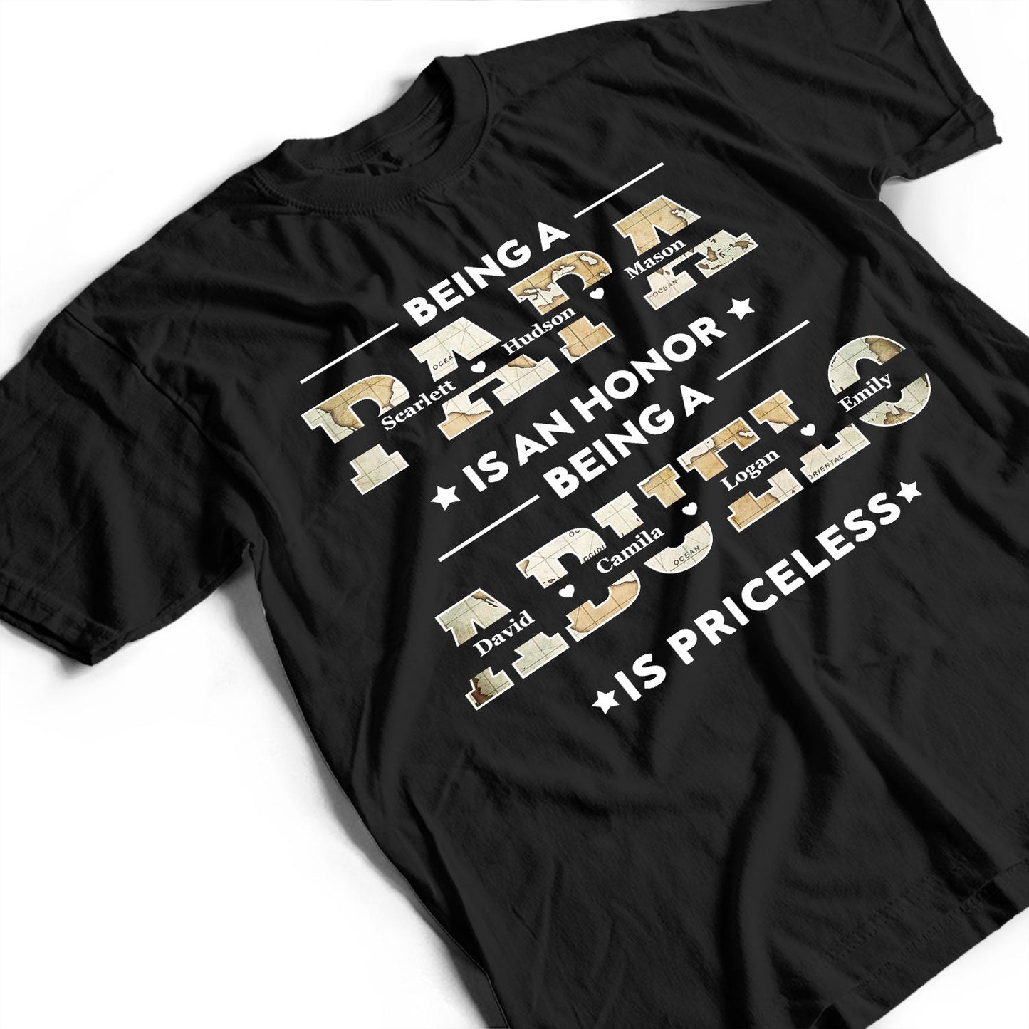 Être papa est un honneur Être papa n'a pas de prix - Cadeau pour les pères, les grands-pères - T-shirt personnalisé
