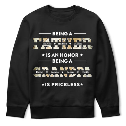Être papa est un honneur Être papa n'a pas de prix - Cadeau pour les pères, les grands-pères - T-shirt personnalisé
