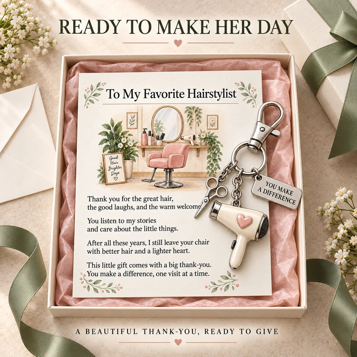 ✨ The "You Make a Difference" Appreciation Gift Set – Keychain & Greeting Card ✨