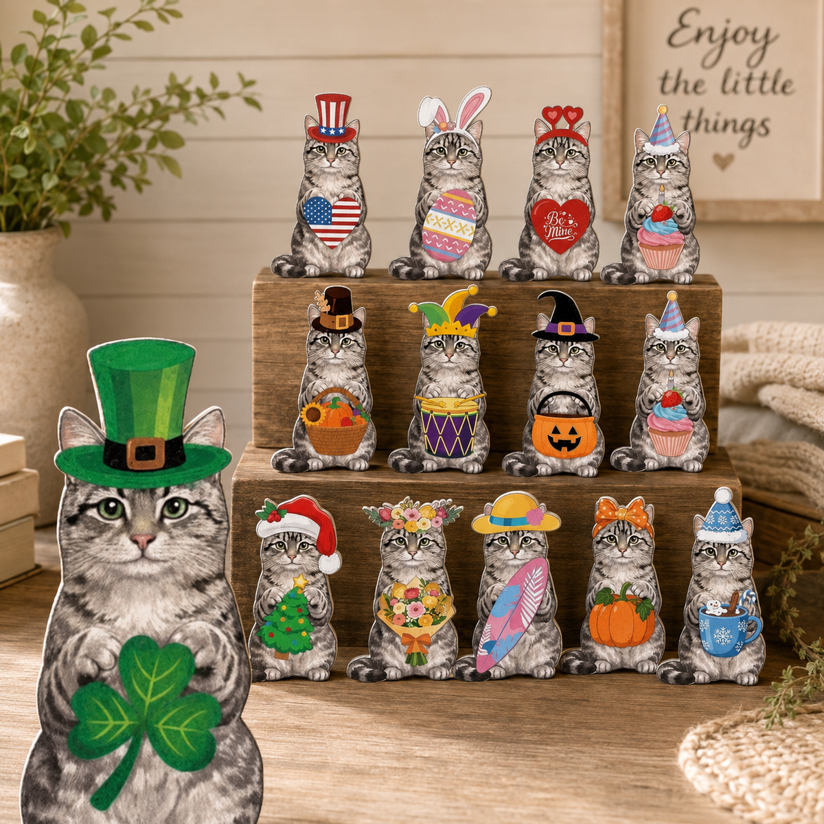 Interchangeable Seasonal Animal Wooden Decor – Magnetic Holiday Accessories