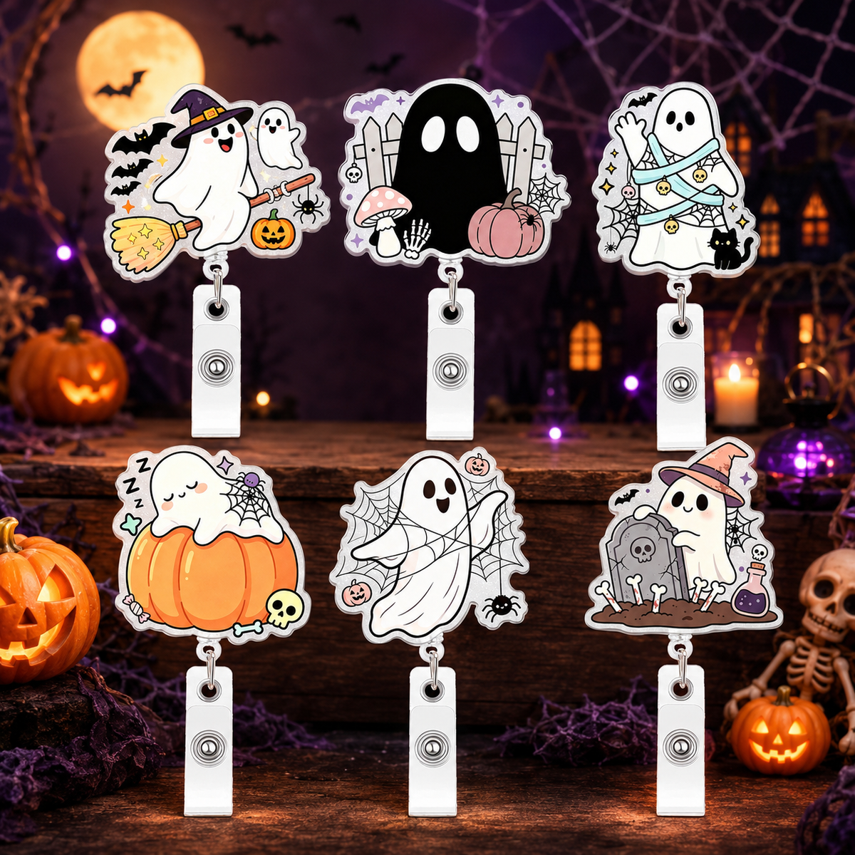 Cute Spooky ID Badge Holder for Nurses, Teachers & Healthcare Workers