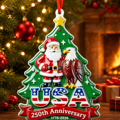 USA 250th Anniversary Christmas Ornament – Patriotic 1776–2026 Holiday Decoration