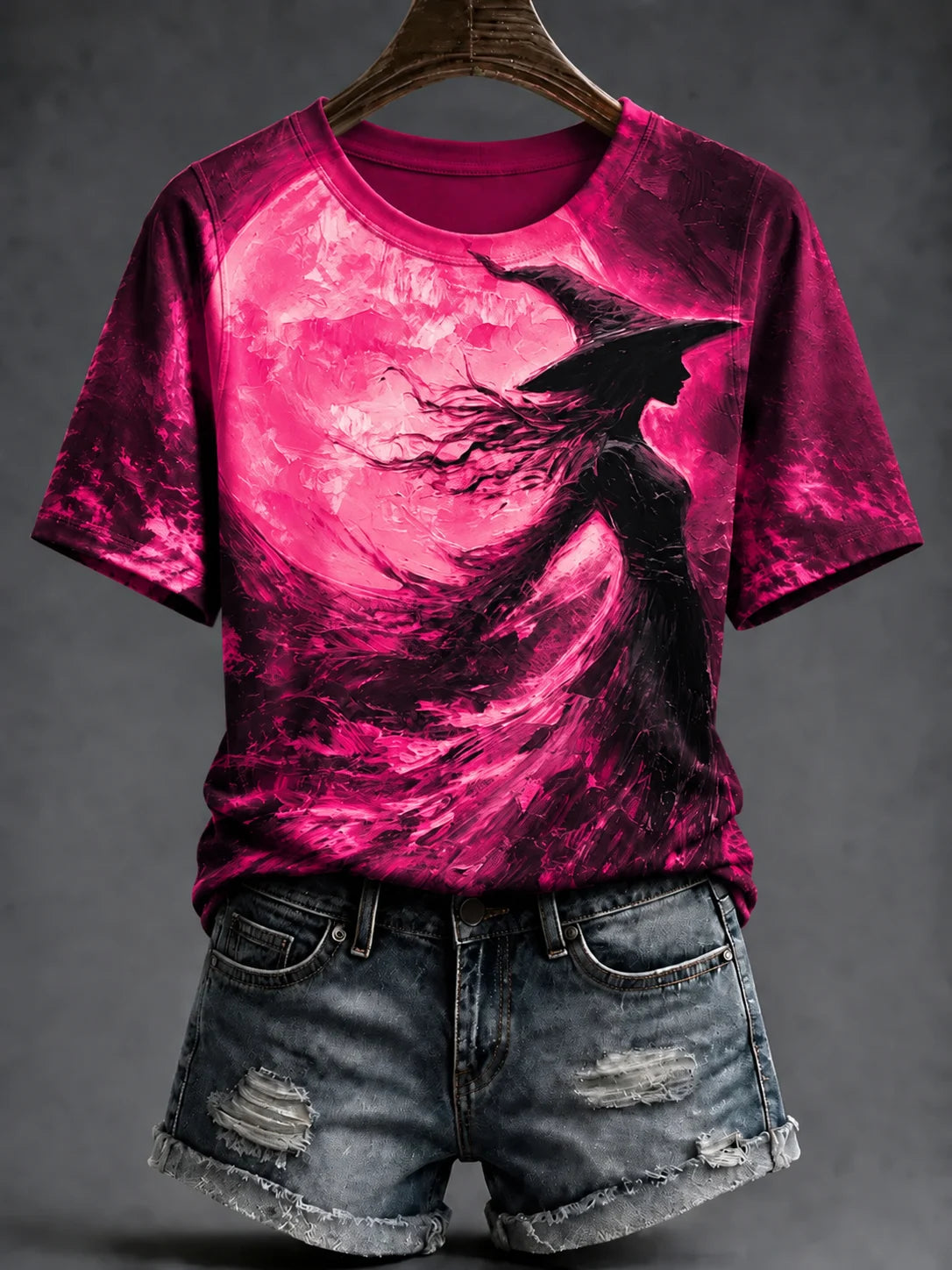 Women's Pink Witch Print T‑Shirt