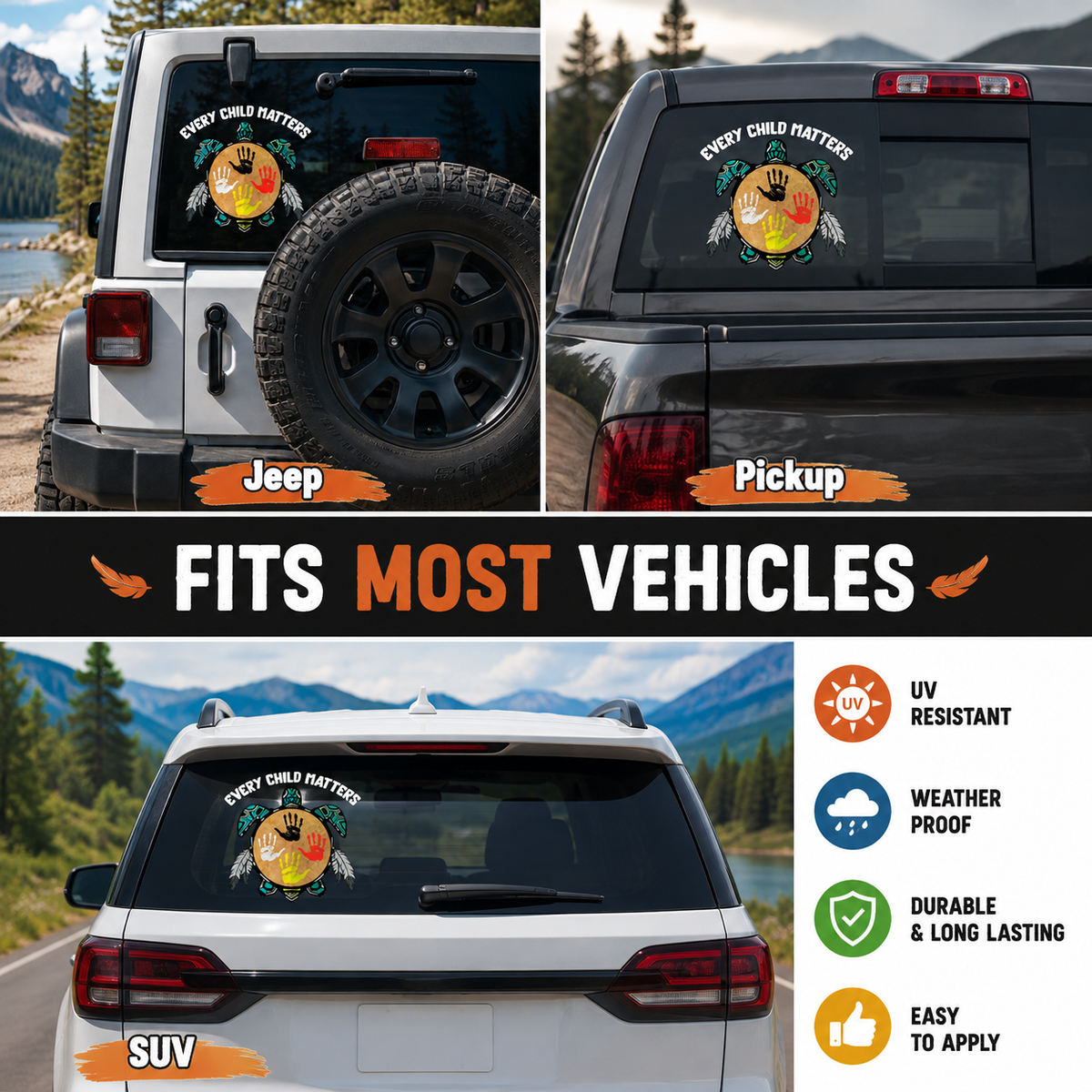 Every Child Matters Turtle Decal (High-quality UV DTF 3D Decal)