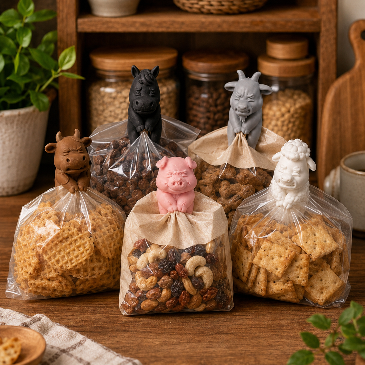 Cute Farm Animal Bag Clips - Reusable Food Sealing Clips for Snacks, Coffee & Pet Treats