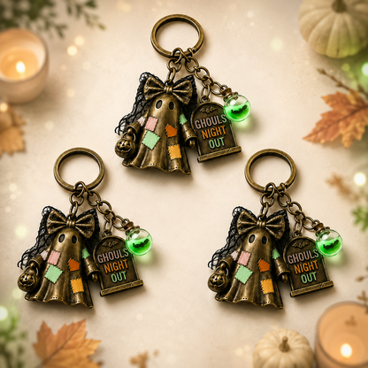 Halloween Ghost Squad Keychain - Cute Spooky Ghost Charm For Keys, Bags & Backpacks