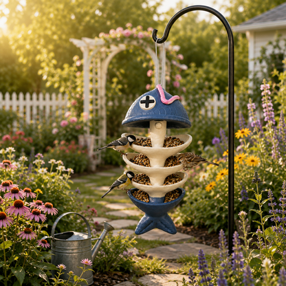 Fishbone Hanging Bird Feeder - Whimsical Outdoor Garden Decor for Bird Lovers