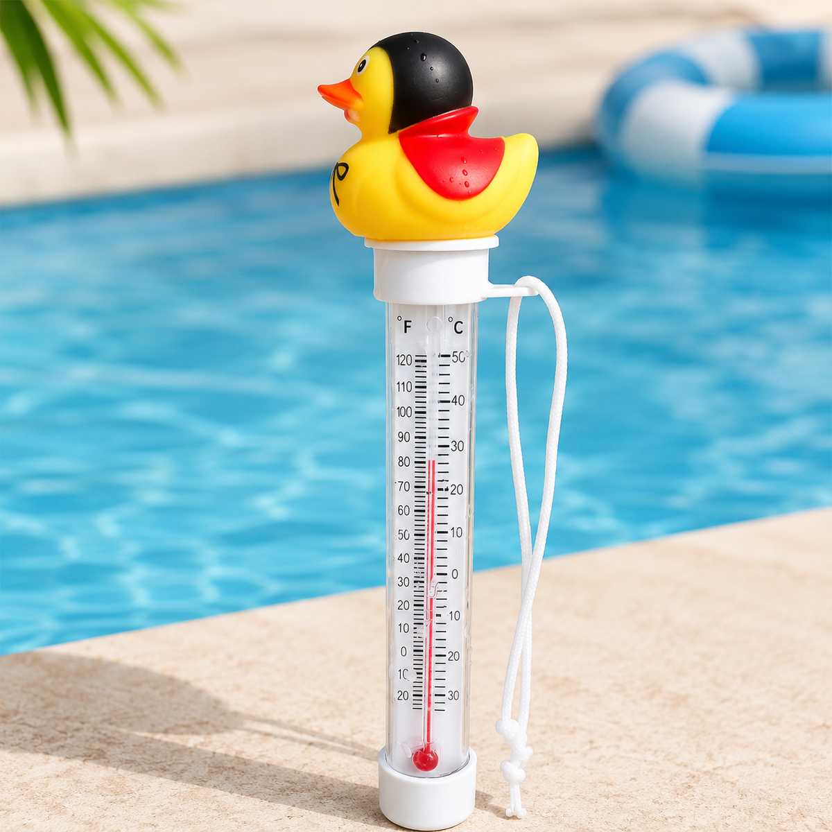 Fun Floating Duck-Shaped Pool Thermometer—Suitable for Pools, Spas, and Hot Tubs; Easy-to-Read Display; Halloween Gift