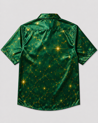 Breathable Silk Satin Christmas Leg Lamp Chest Pocket Hawaiian Shirt