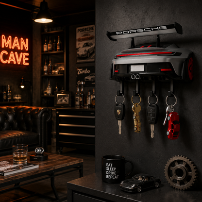 Sports Car Rear Wall Key Holder - Modern Garage Decor & Entryway Organizer For Car Lovers