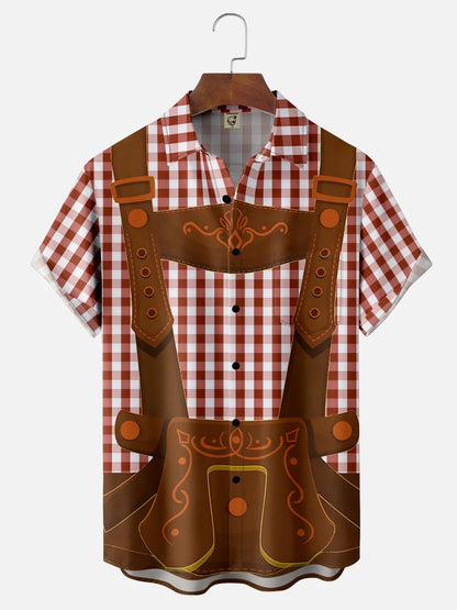 Moisture-wicking Oktoberfest Beer Festival Costume Chest Pocket Casual Shirt