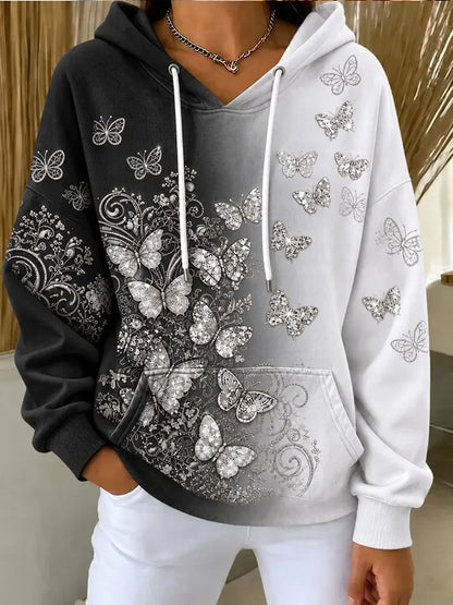 Women's Casual Printed Hooded Sweatshirt