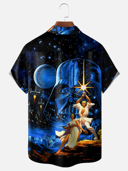 Moisture-Wicking Star Warrior Chest Pocket Hawaiian Shirt