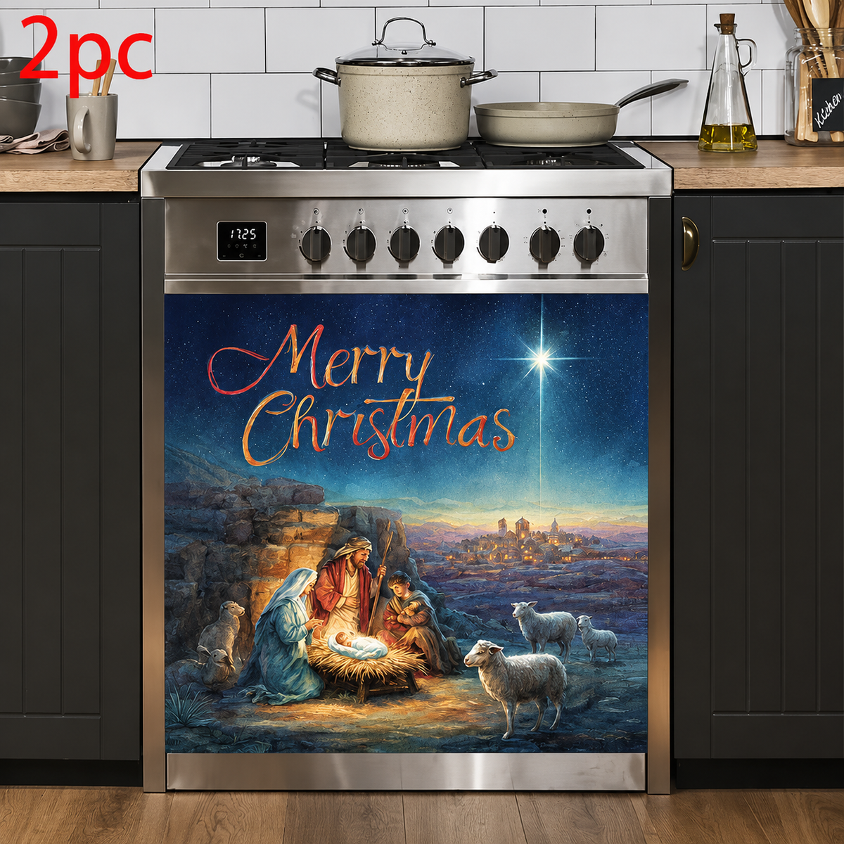 Reusable Christmas-Themed Dishwasher Decal – Festive 2D Printed Kitchen Decor