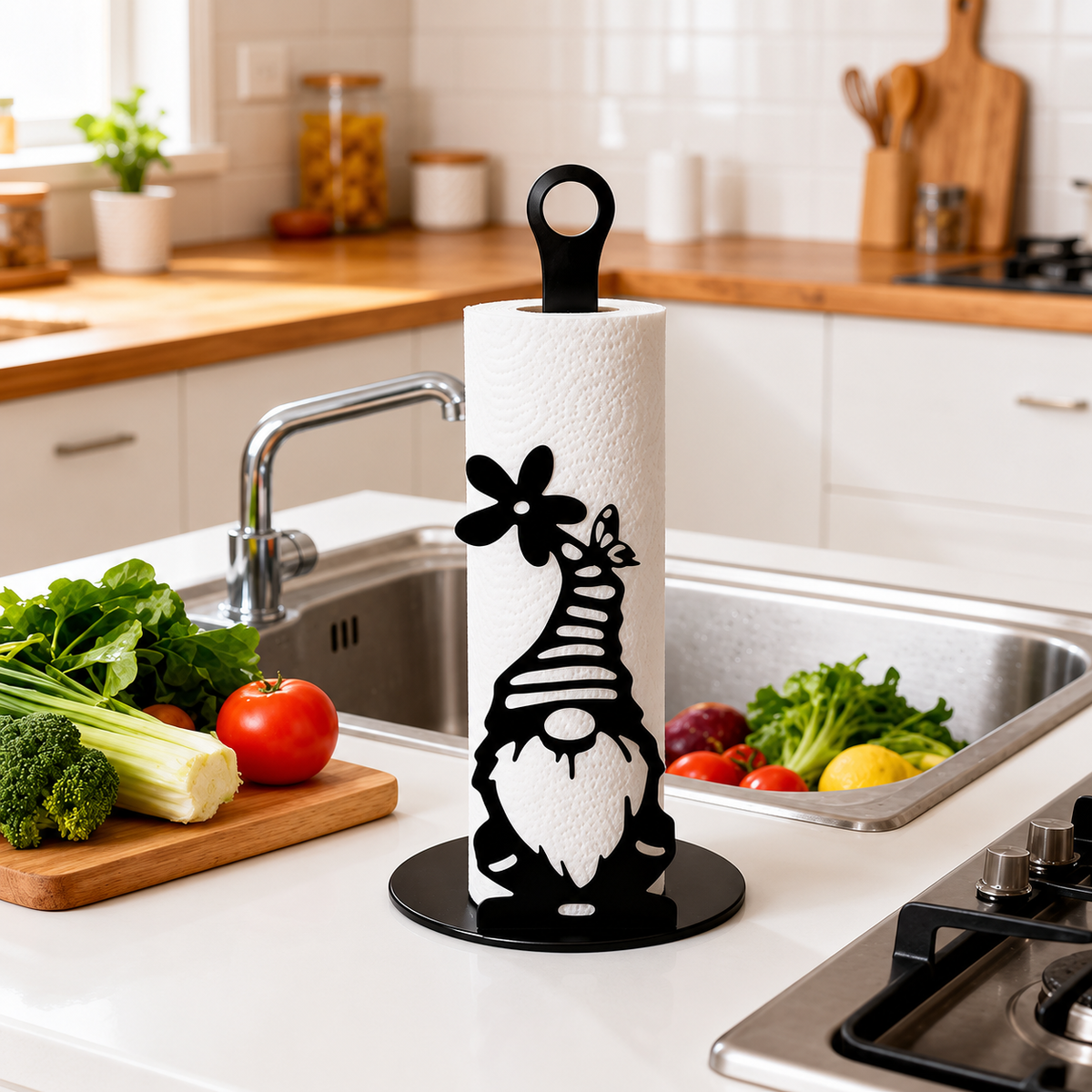 Reusable Decorative Countertop Paper Towel Holder – Themed Kitchen Paper Towel Stand