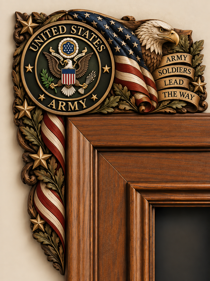 U.S. Military Wooden Door Corner Decor – Patriotic Gift for Veterans