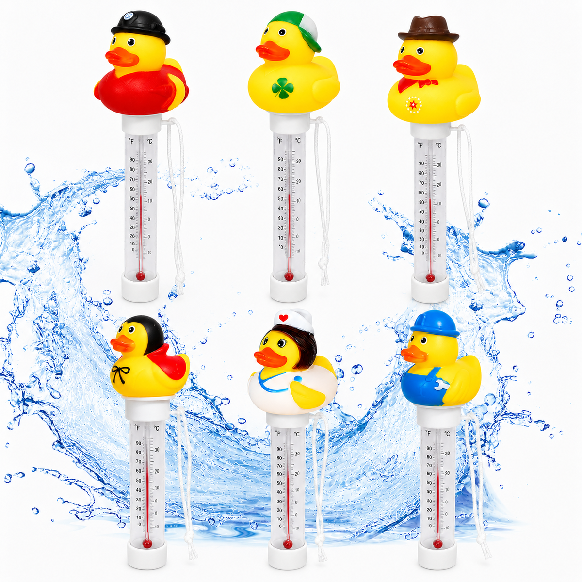 Fun Floating Duck-Shaped Pool Thermometer—Suitable for Pools, Spas, and Hot Tubs; Easy-to-Read Display; Halloween Gift