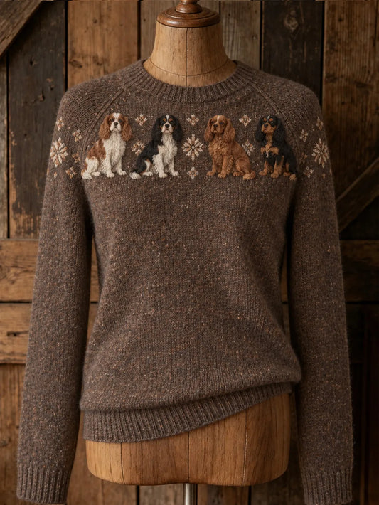 Women's cute puppy design casual raglan sleeve sweater