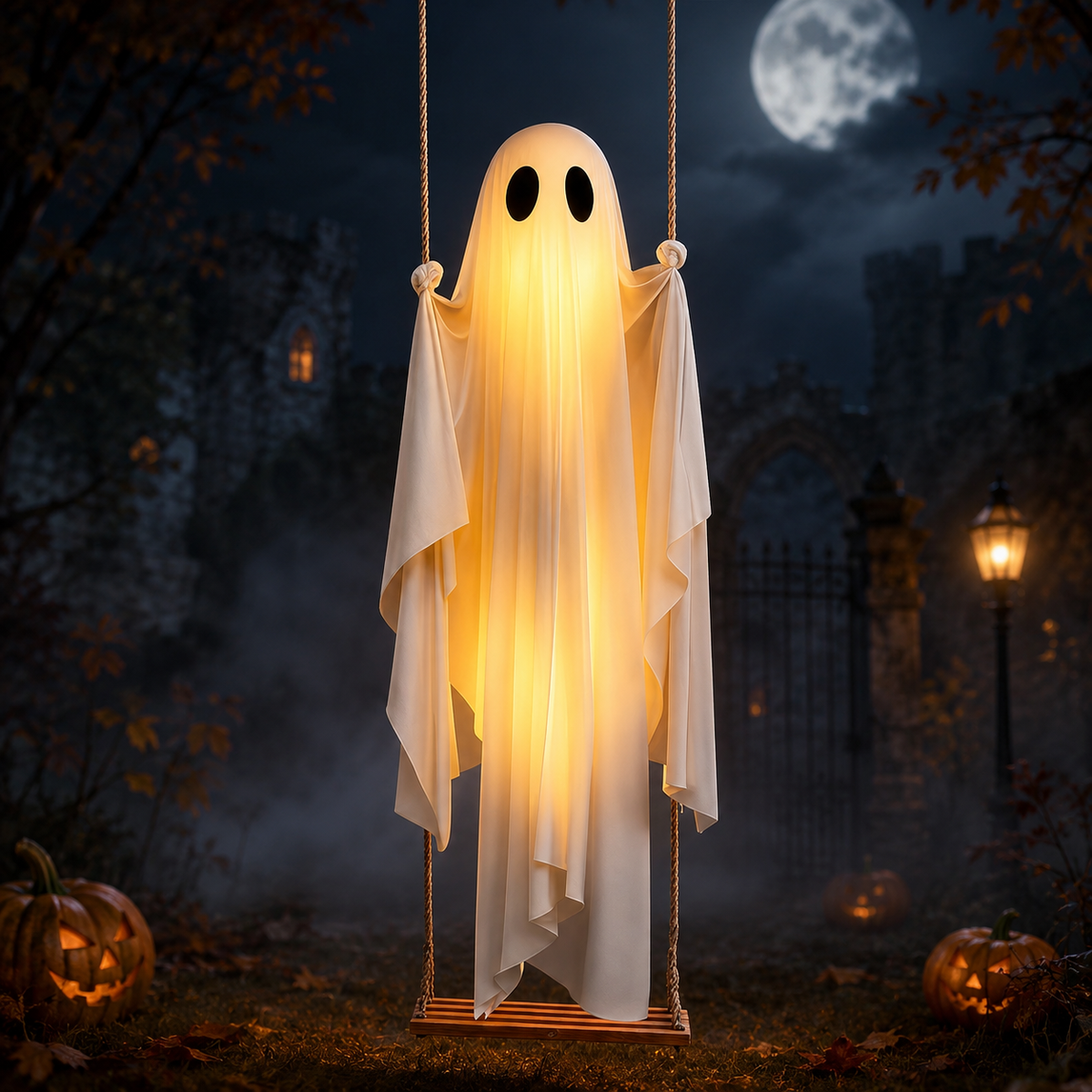 Halloween Light-Up Swinging Ghost Decoration With Remote Control
