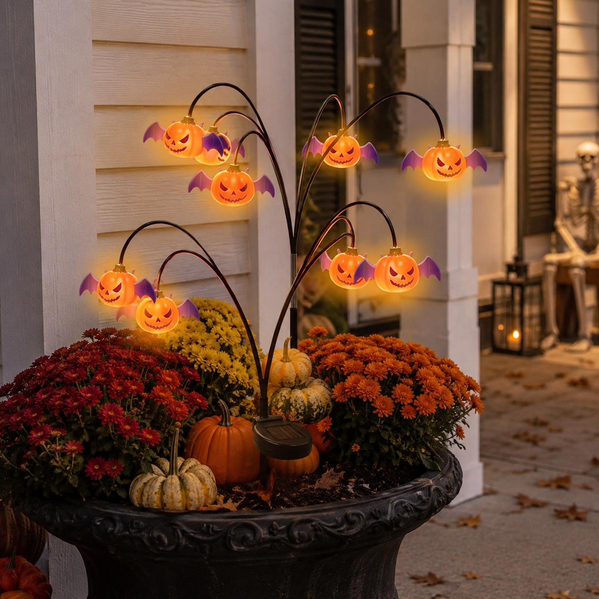 Halloween Solar-Powered Waving Pumpkin Stake Light – Solar Outdoor Garden Decorative Light