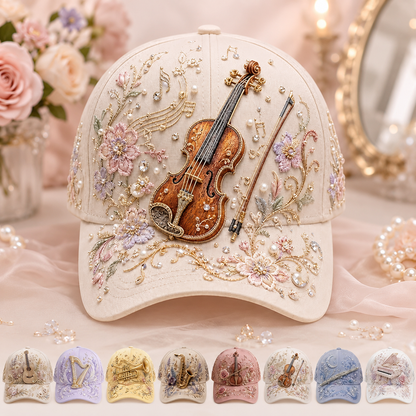 3D Music Lover Baseball Cap - Raised Piano Design Hat For Musicians, Music Teachers & Music Lovers Gift