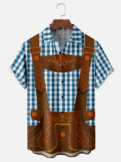 Moisture-wicking Oktoberfest Beer Festival Costume Chest Pocket Casual Shirt