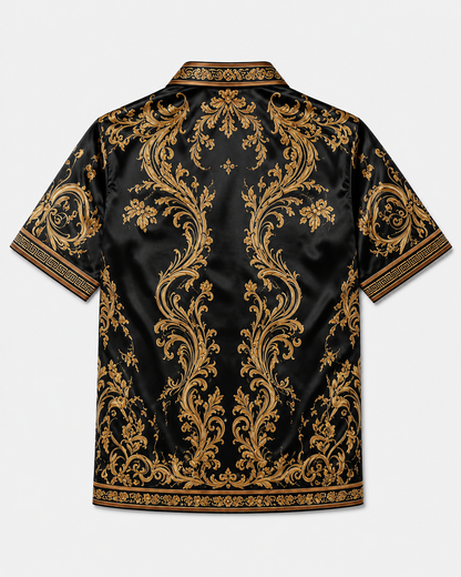 Breathable Silk Satin  Vintage-Style Botanical Floral Print Hawaiian Shirt