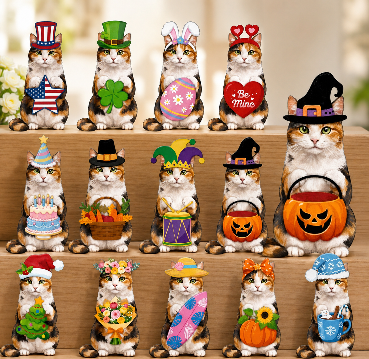 Interchangeable Seasonal Animal Wooden Decor – Magnetic Holiday Accessories