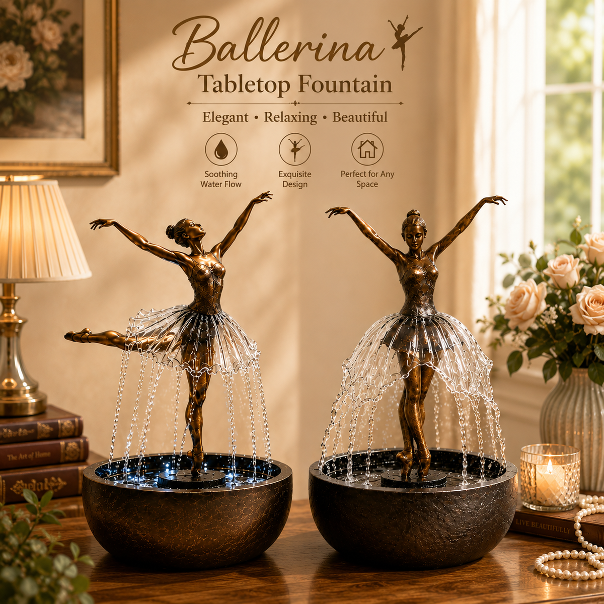 Ballerina Tabletop Water Fountain – Elegant Indoor Relaxation Decor