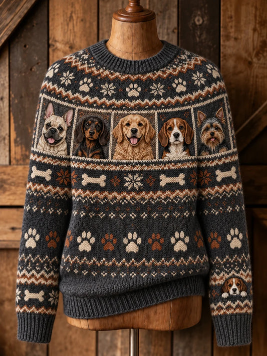 Women's Fun Animal-Motif Long-Sleeve Crew-Neck Sweater