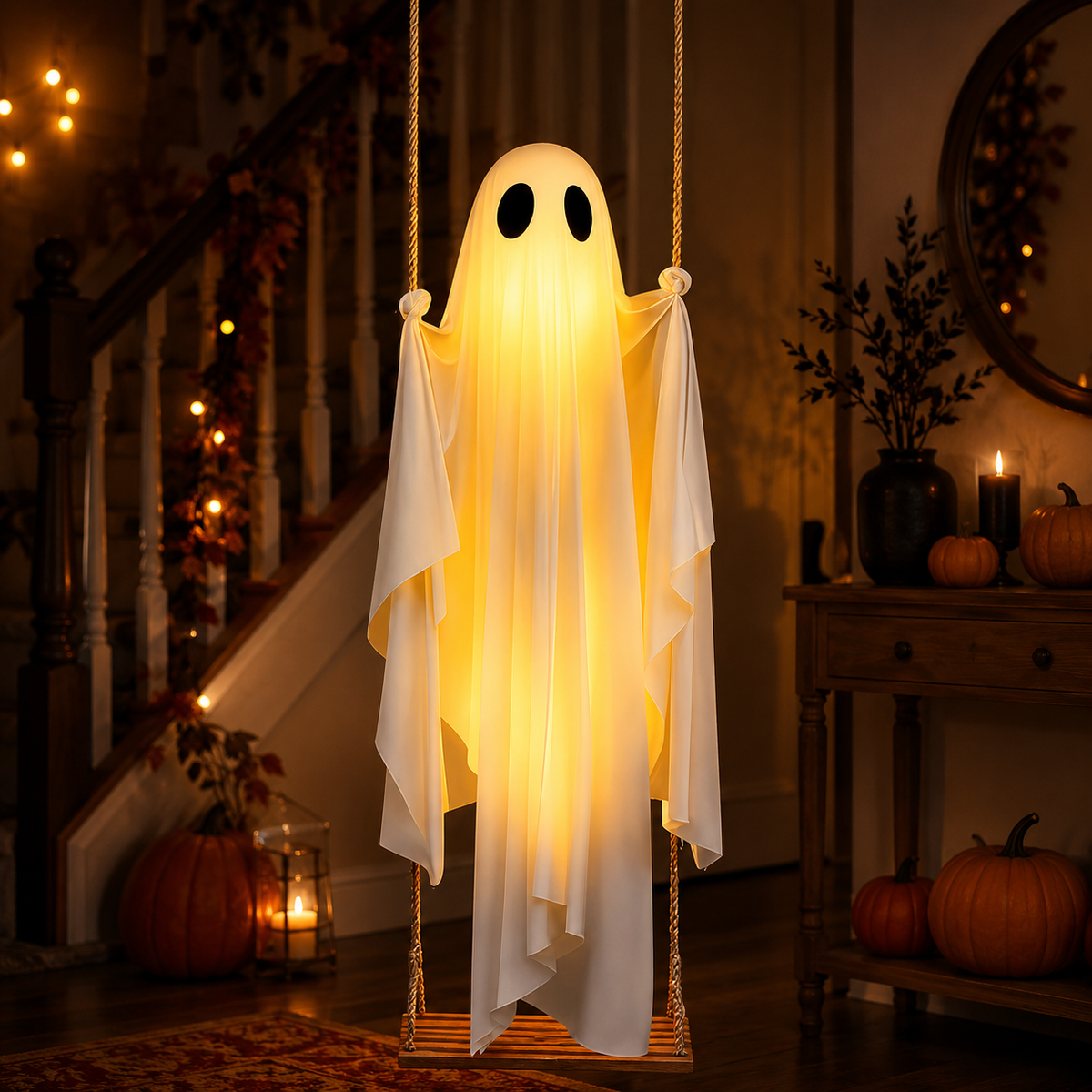 Halloween Light-Up Swinging Ghost Decoration With Remote Control