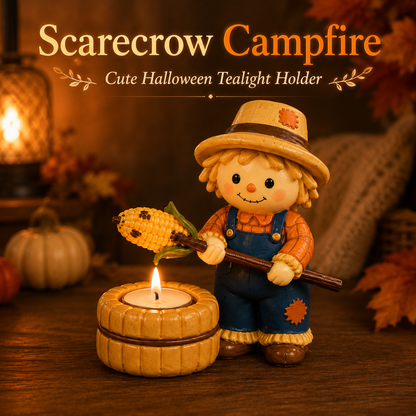 Halloween Campfire Tealight Holder Collection - Cute Ghost, Mummy & Scarecrow Tabletop Decor