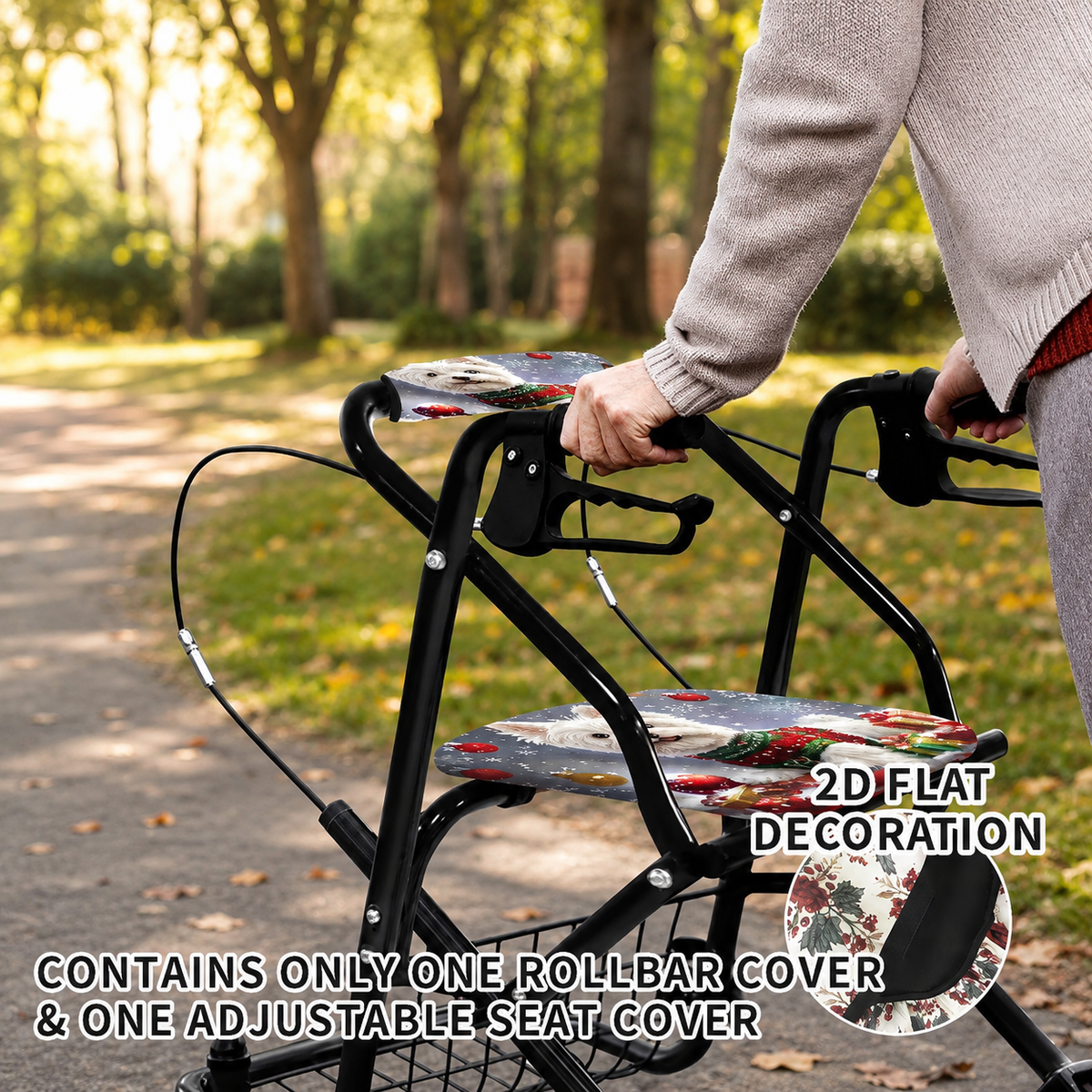 Reusable Walker Seat and Handle Cover Set – Adjustable 2D Decorative Walker Accessories