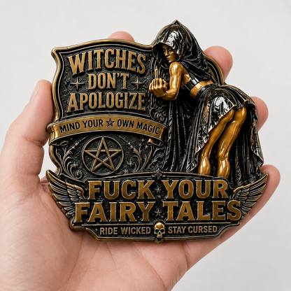 Witches Don’t Apologize Metal Car Emblem – Gothic Witch Auto Badge for Cars