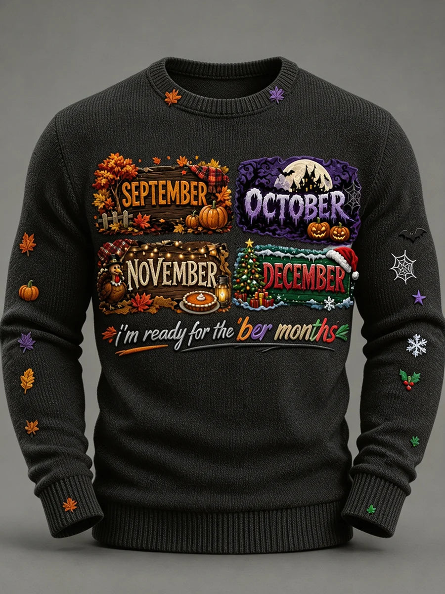 Men's Vintage I'm Ready For The 'ber Months Print Cozy Sweater