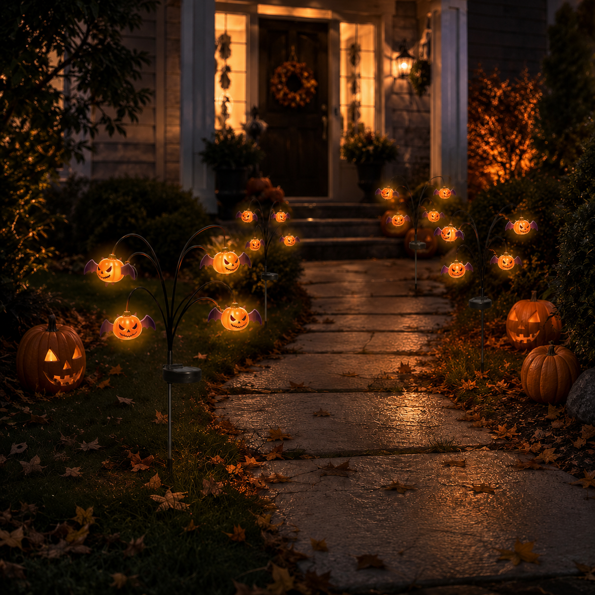 Halloween Solar-Powered Waving Pumpkin Stake Light – Solar Outdoor Garden Decorative Light